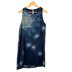 Desigual Luisi casual lagen boho‎ embroidered mini dress 90s sz S
